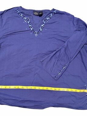 Sonoma Long-Sleeve V-Neck Shirt with Embroidery - stone blue